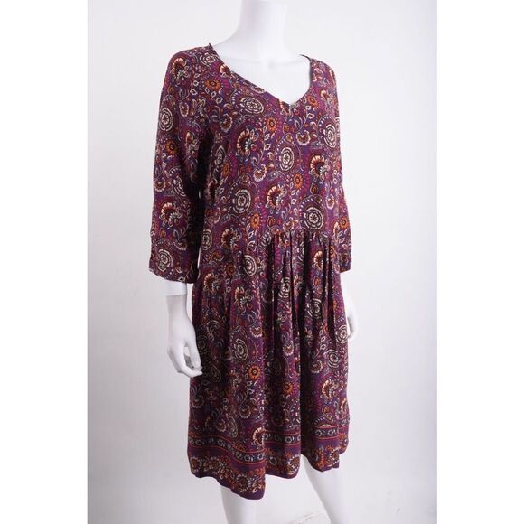 ✨Garnet Hill Burgundy Paisley Bohemian Pocket Sz 12 Dress✨ - Picture 5 of 10